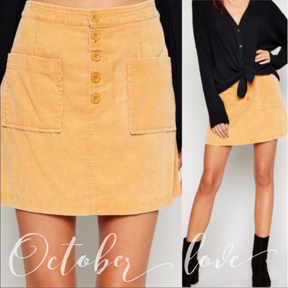 READY TO THINK OF FALL? Mustard Corduroy Skirt